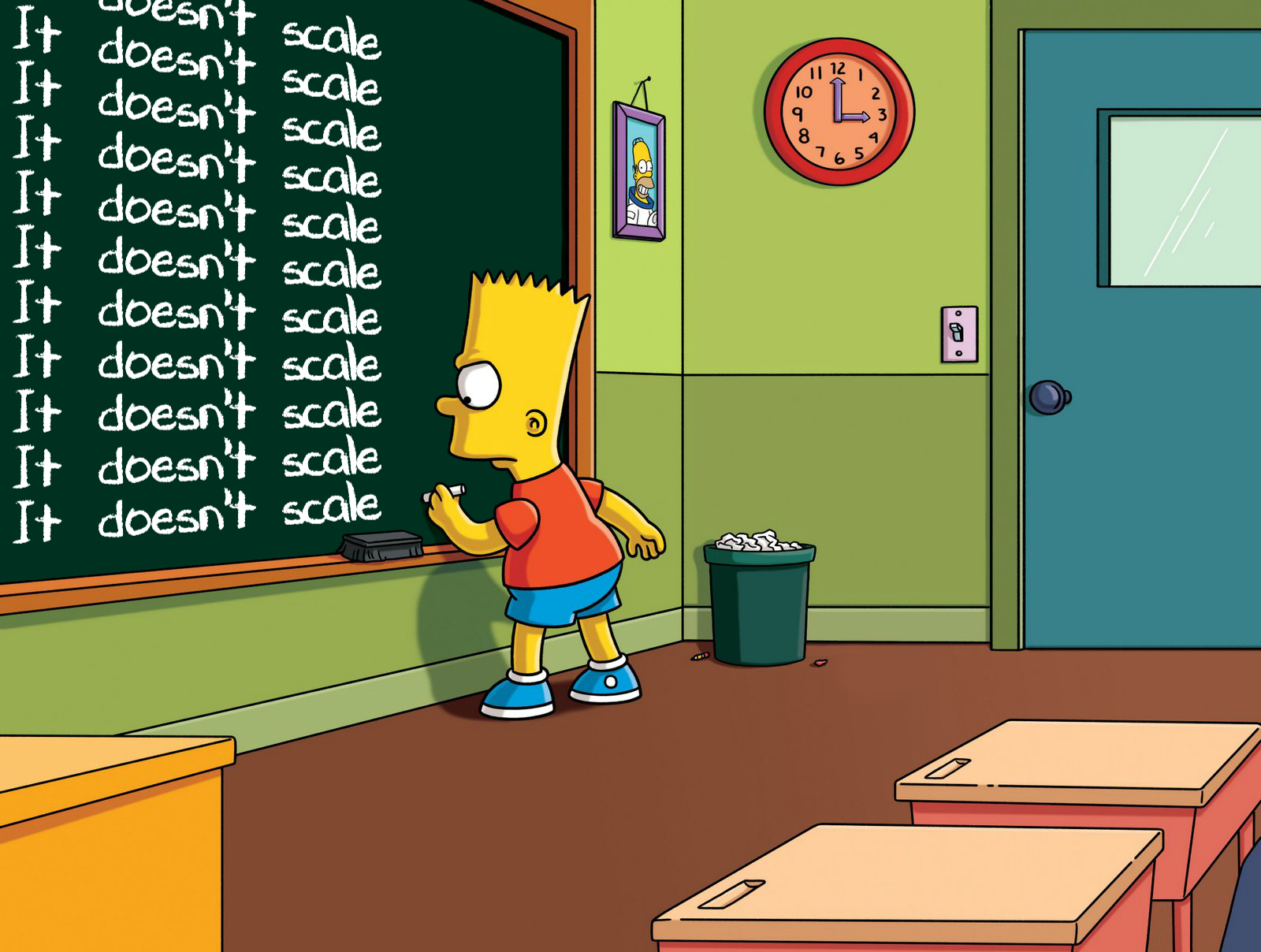 Bart Simpson it doesn't scale chalkboard